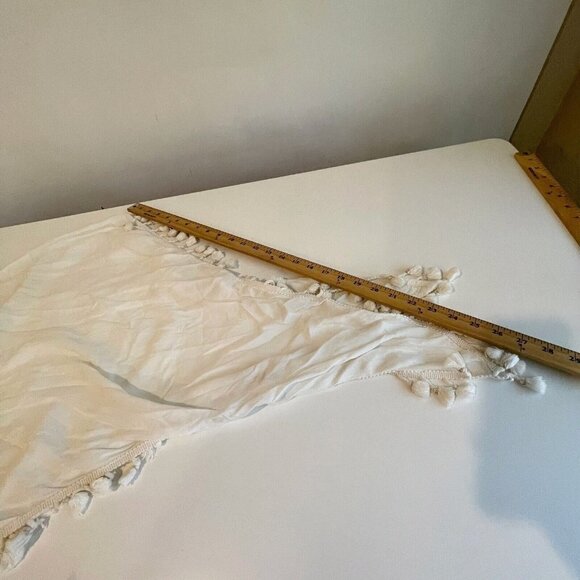 Anthro RAGA Sedona Tunic Flared Sleeve Boho Top XS White Embroidered Fringe - Picture 10 of 10